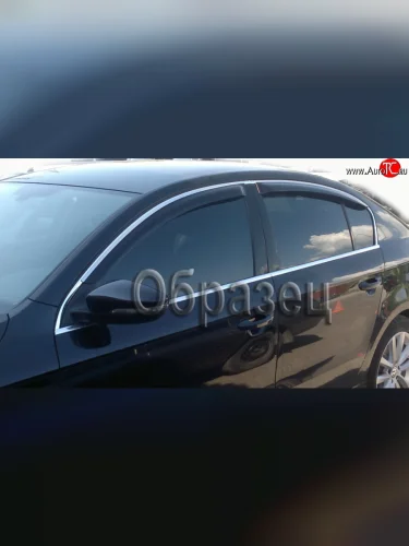 Дефлекторы окон (ветровики) Novline 4 шт. (хром) Mazda 6  GH (2007-2010) дорестайлинг седан