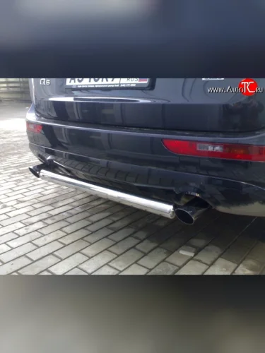 Защита заднего бампера d63.5 мм Металл Дизайн (полированная нержавейка) Audi Q5  8R (2008-2017) дорестайлинг, рестайлинг