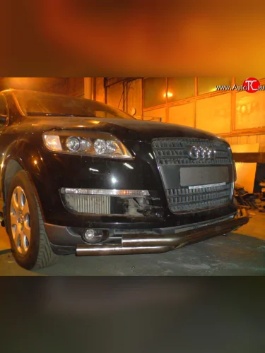 Передняя двойная защита d63,5 мм Металл-Дизайн (полированная нержавейка) Audi Q7  4L (2005-2009) дорестайлинг