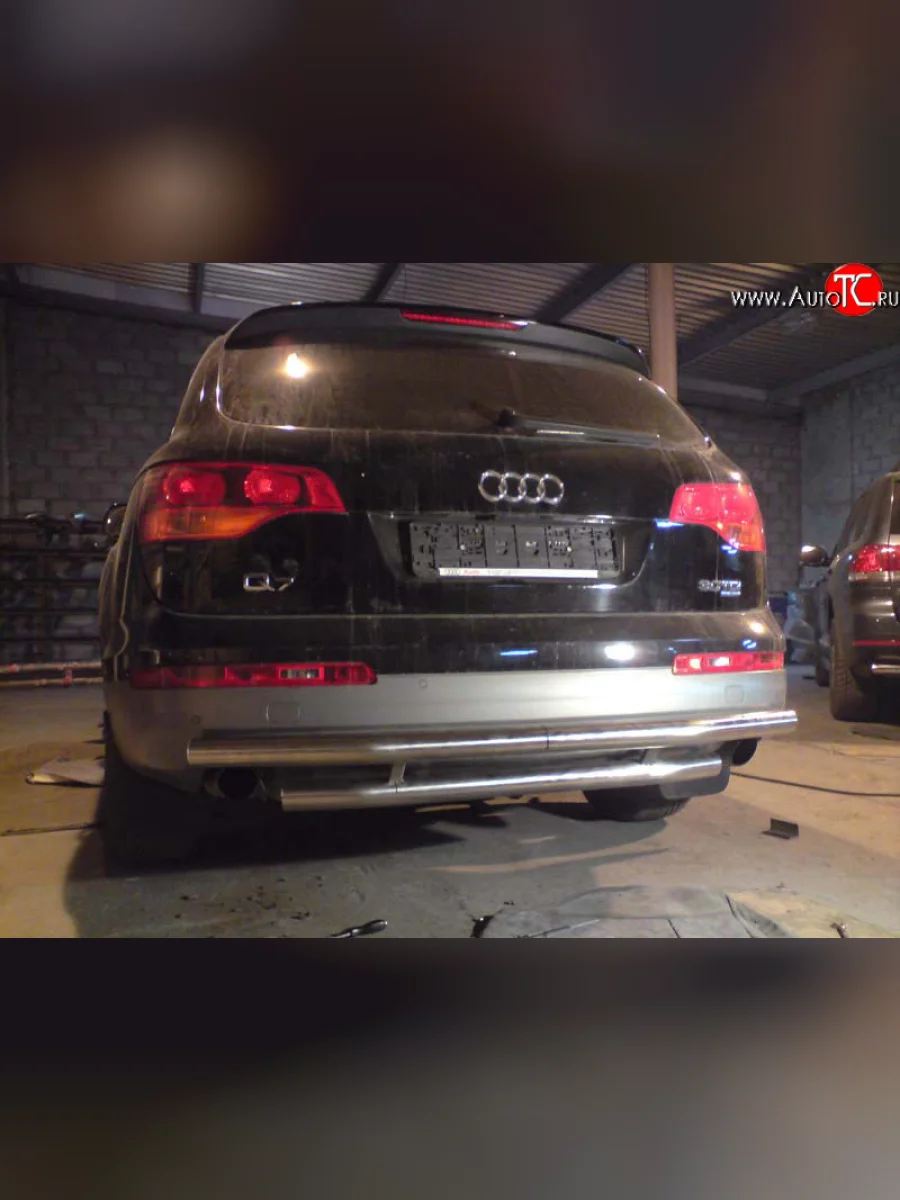 Двойная защита заднего бампера d63,5 мм Металл-Дизайн  Audi Q7 (2005-2009) 4L (полированная нержавейка)  с доставкой в г. Керчь