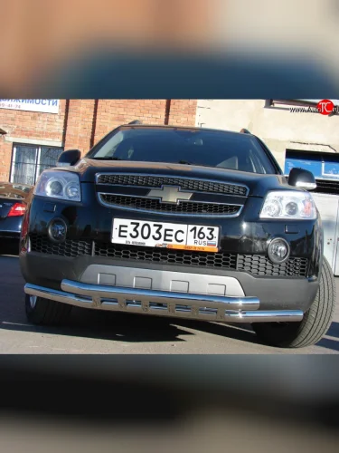 Двойная защита переднего бампера (d63.5 мм, нержавейка) Металл-Дизайн Chevrolet Captiva (2006-2011)  дорестайлинг