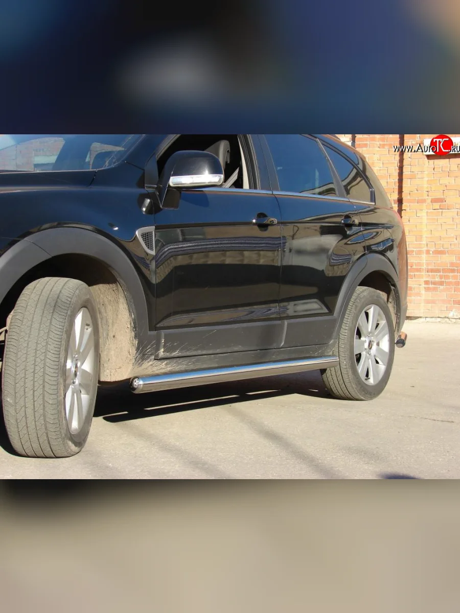 Защита порогов d76 мм Chevrolet Captiva  дорестайлинг (2006-2011) (полированная нержавейка)  в Самаре Самарской области