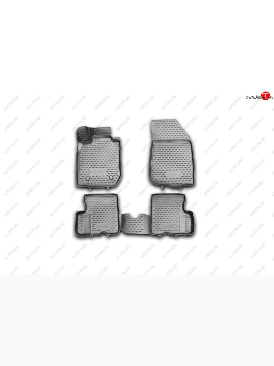 Комплект ковриков в салон Element 4 шт. (полиуретан, 2WD) Renault Duster HS дорестайлинг (2010-2015) (Цвет: черный)  с доставкой в г. Керчь