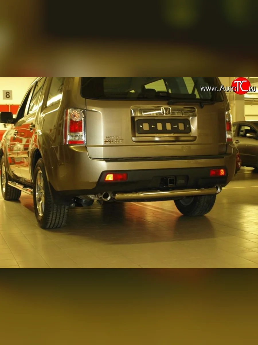 Защита заднего бампера из трубы диаметром 76 мм Металл Дизайн (дорестайлинг) Honda Pilot YF4 рестайлинг (2011-2015)  в Перми Пермском крае