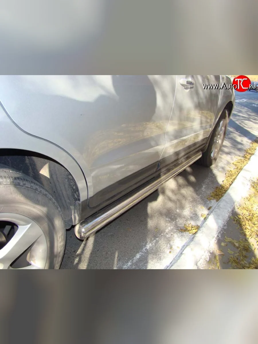 Защита порогов из круглой трубы диаметром 76 мм Металл Дизайн Hyundai Santa Fe CM рестайлинг (2009-2012)  в Керчи Республика Крым