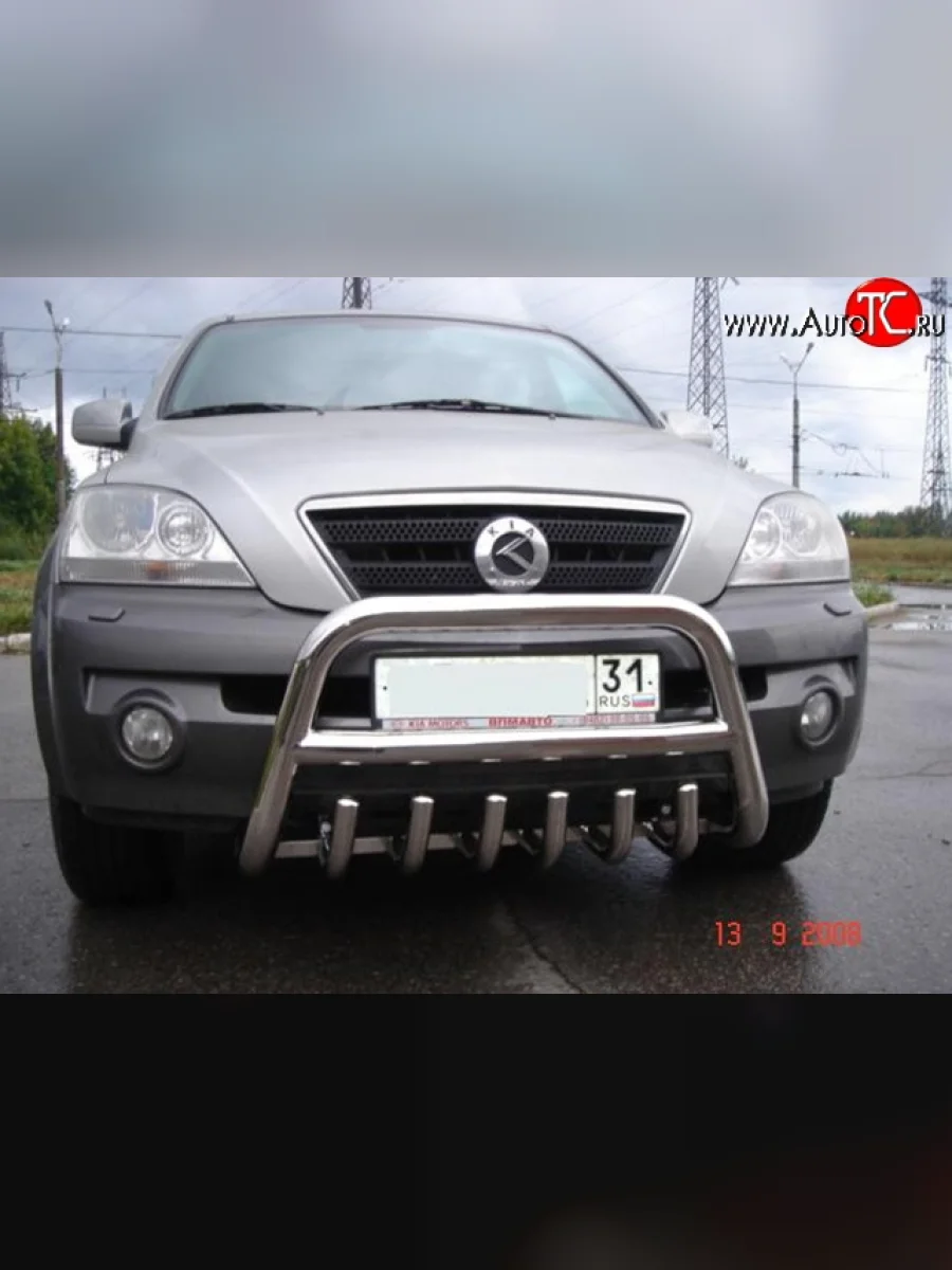 Усиленная высокая защита с защитой картера d63.5 мм Металл Дизайн KIA Sorento BL дорестайлинг (2002-2006)  в Перми Пермском крае