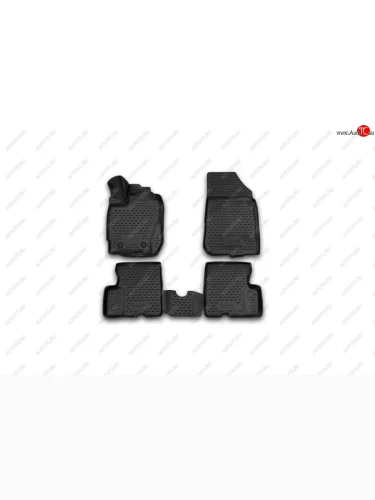 Комплект ковриков в салон Element 4 шт. (полиуретан, с ручкой для дистанционного открытия лючка бензобака) (Цвет: черный) Renault Duster HS рестайлинг (2015-2021)