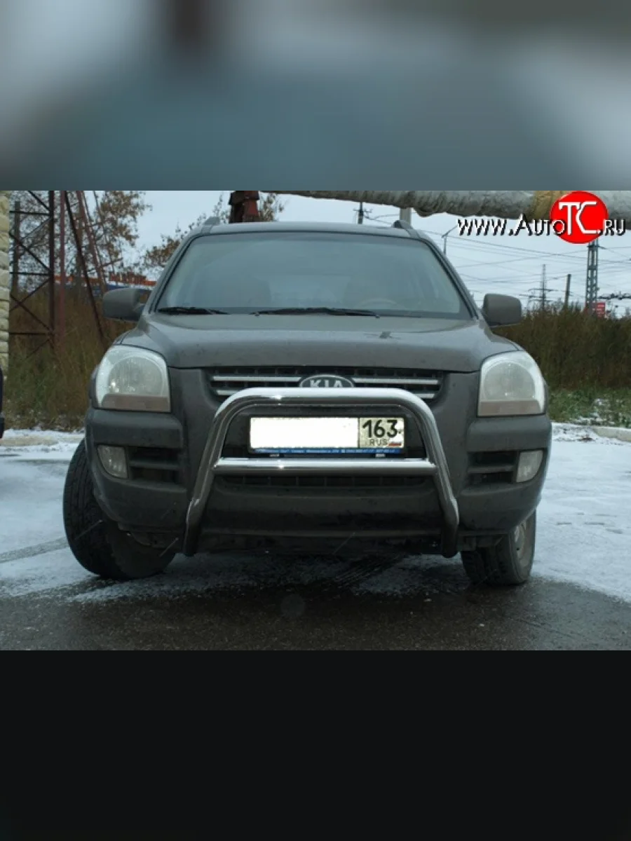 Усиленная высокая защита переднего бампера из трубы диаметром 63.5 мм Металл Дизайн KIA Sportage 2 JE,KM дорестайлинг (2004-2008)  в Самаре Самарской области