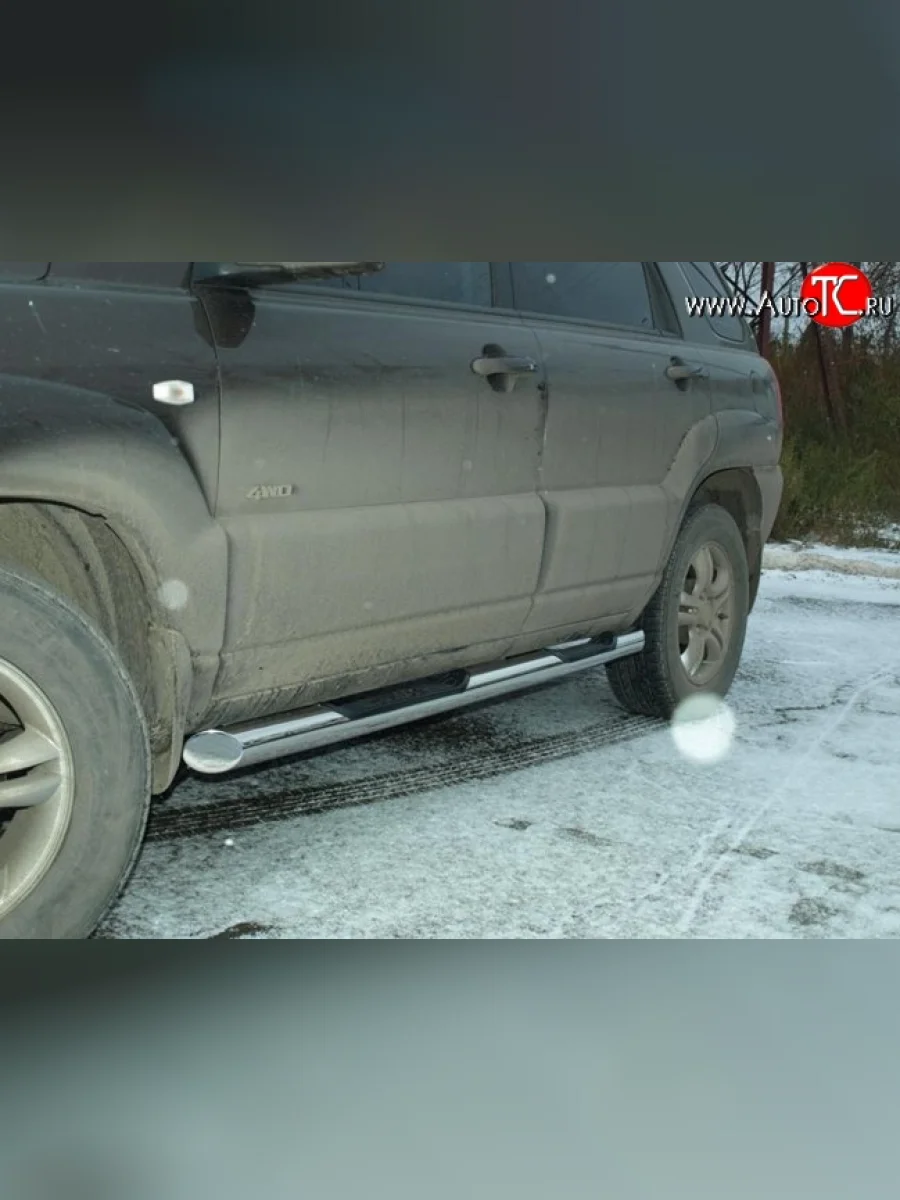 Защита порогов из трубы d76 мм с пластиковыми вставками для ног Металл Дизайн  KIA Sportage (2010-2016) 3 SL  в Самаре Самарской области