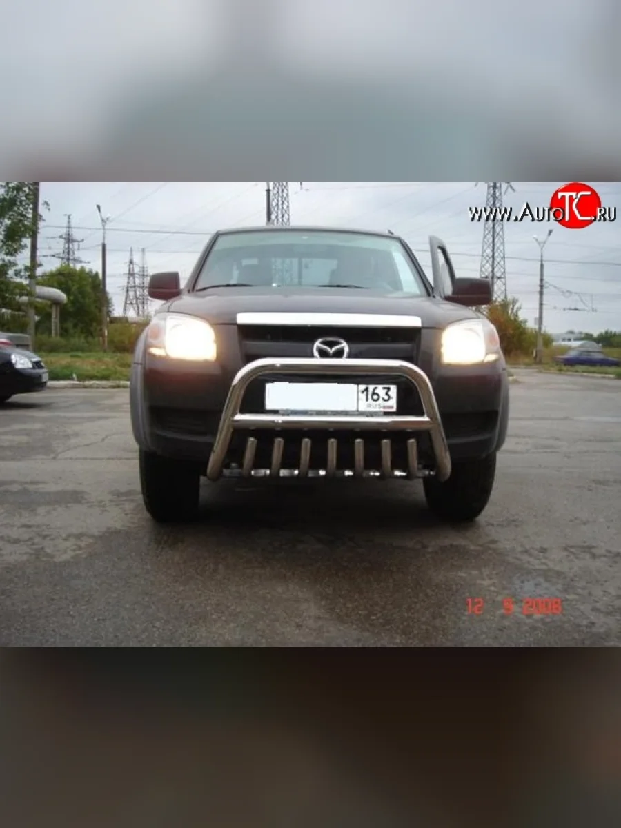 Усиленная высокая защита переднего бампера с защитой картера из трубы диаметром 63.5 мм Металл Дизайн Mazda BT-50 (2006-2011)  в Самаре Самарской области