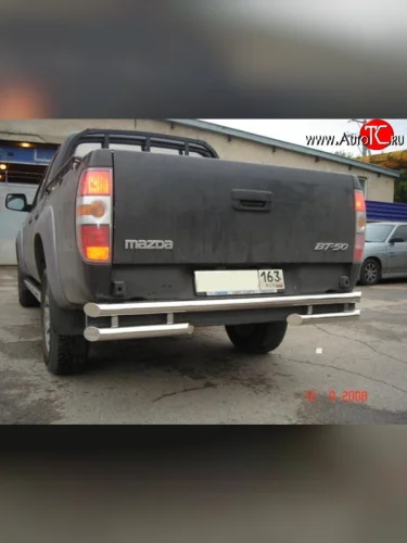 Двойная защита заднего бампера d63.5 мм Металл Дизайн (полированная нержавейка) Mazda BT-50 (2006-2011)