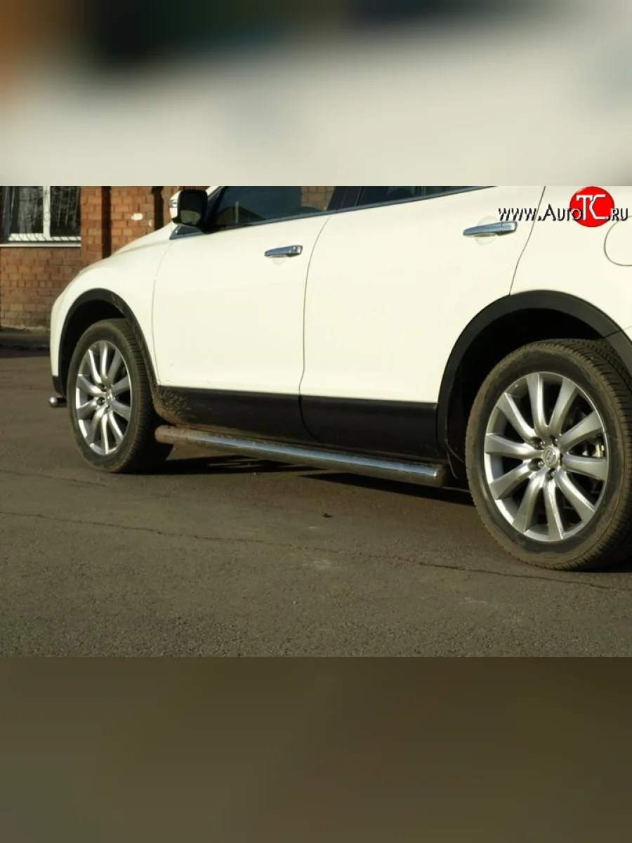 Защита порогов из круглой трубы d76 мм Металл Дизайн Mazda CX-9 TB дорестайлинг (2007-2009) (полированная нержавейка)  с доставкой в г. Пермь