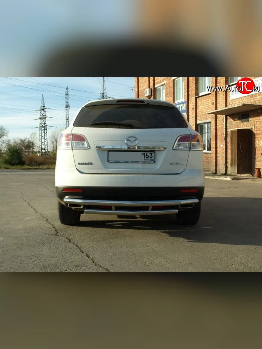 Двойная защита заднего бампера d63.5 мм Металл Дизайн  Mazda CX-9 (2007-2009) TB (полированная нержавейка)  с доставкой в г. Керчь