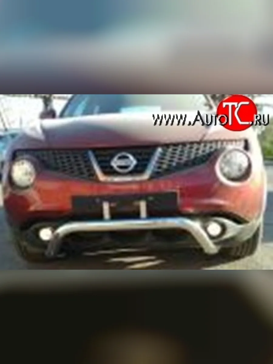Защита переднего бампера d63 мм с центральным изгибом Металл Дизайн  Nissan Juke (2010-2014) 1 YF15 (полированная нержавейка)  в Самаре Самарской области