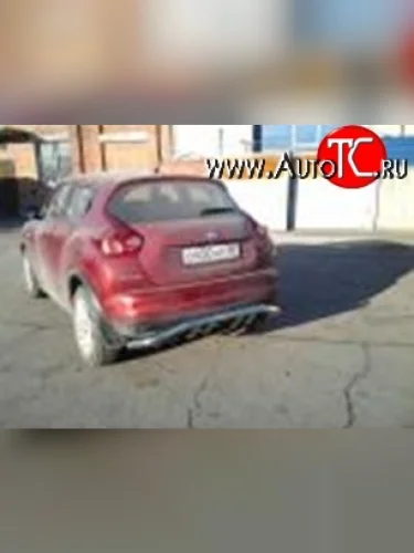 Защита заднего бампера d63.5 мм с изгибом Металл Дизайн (полированная нержавейка) Nissan Juke  1 YF15 (2010-2014) дорестайлинг