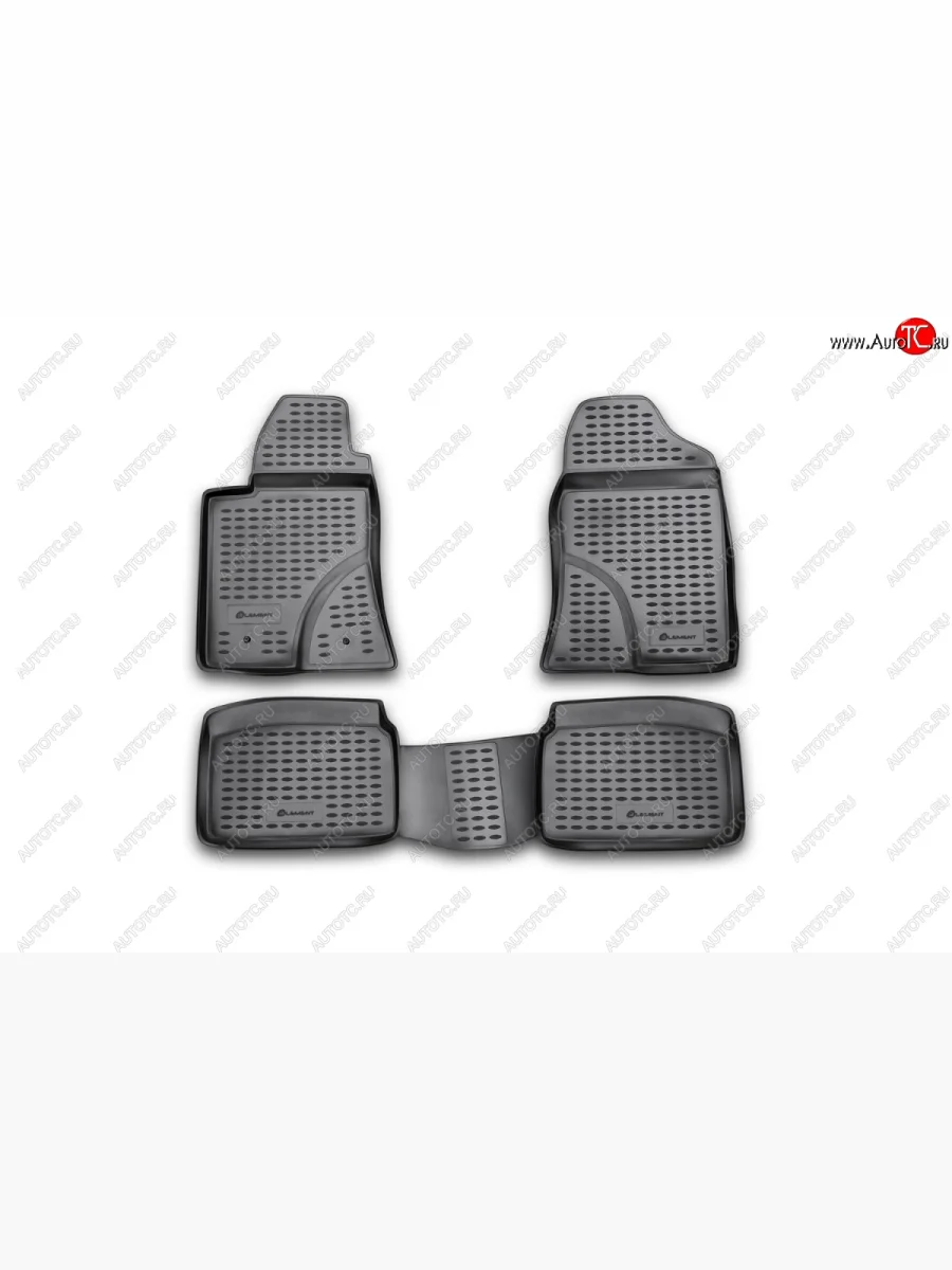 Коврики в салон Element 4 шт. (полиуретан) Toyota Avensis T250 седан дорестайлинг (2003-2006) (Черные)  в Самаре Самарской области