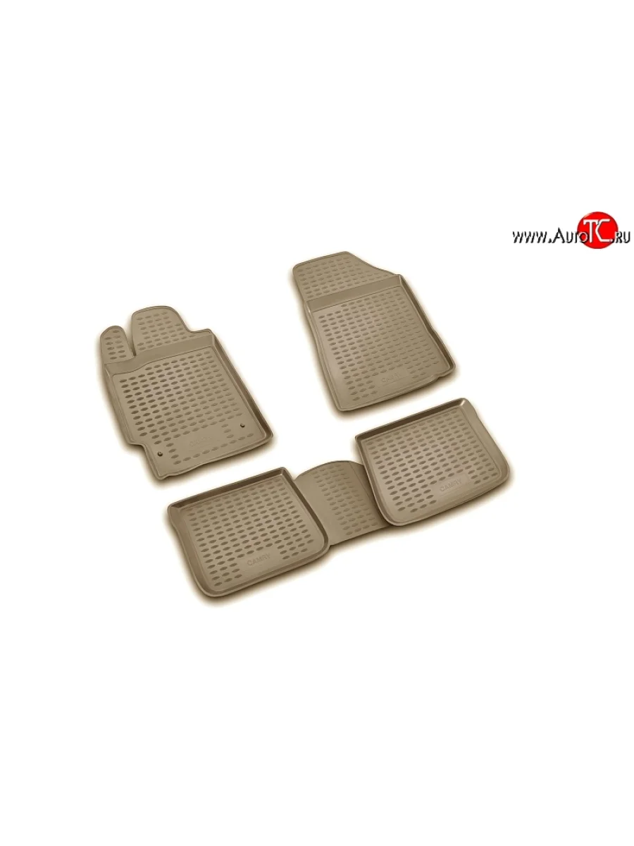 Комплект ковриков в салон Element 4 шт. (полиуретан, бежевые) Toyota Camry XV40 рестайлинг (2009-2011)  в Керчи Республика Крым