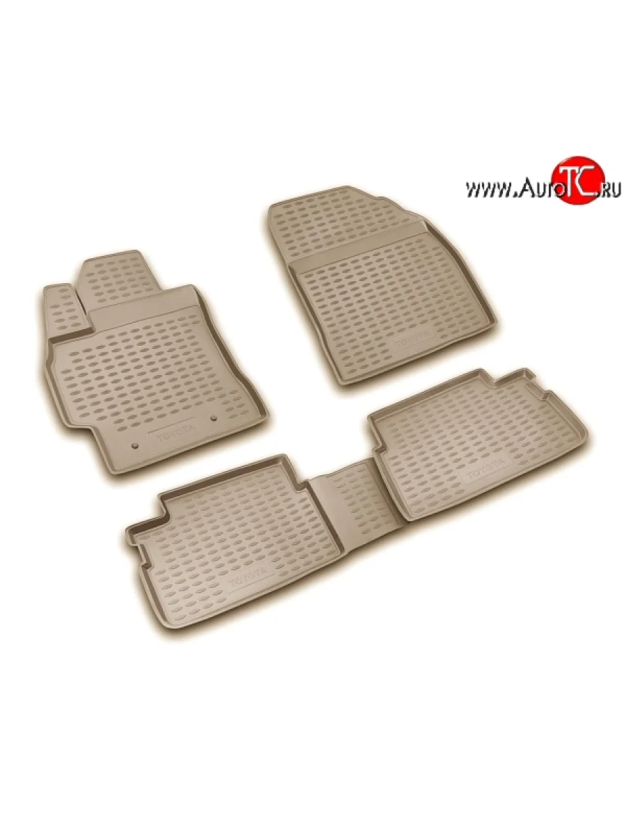 Комплект ковриков в салон Element 4 шт. (полиуретан, бежевые) Toyota Corolla E150 седан рестайлинг (2009-2013)  с доставкой в г. Керчь