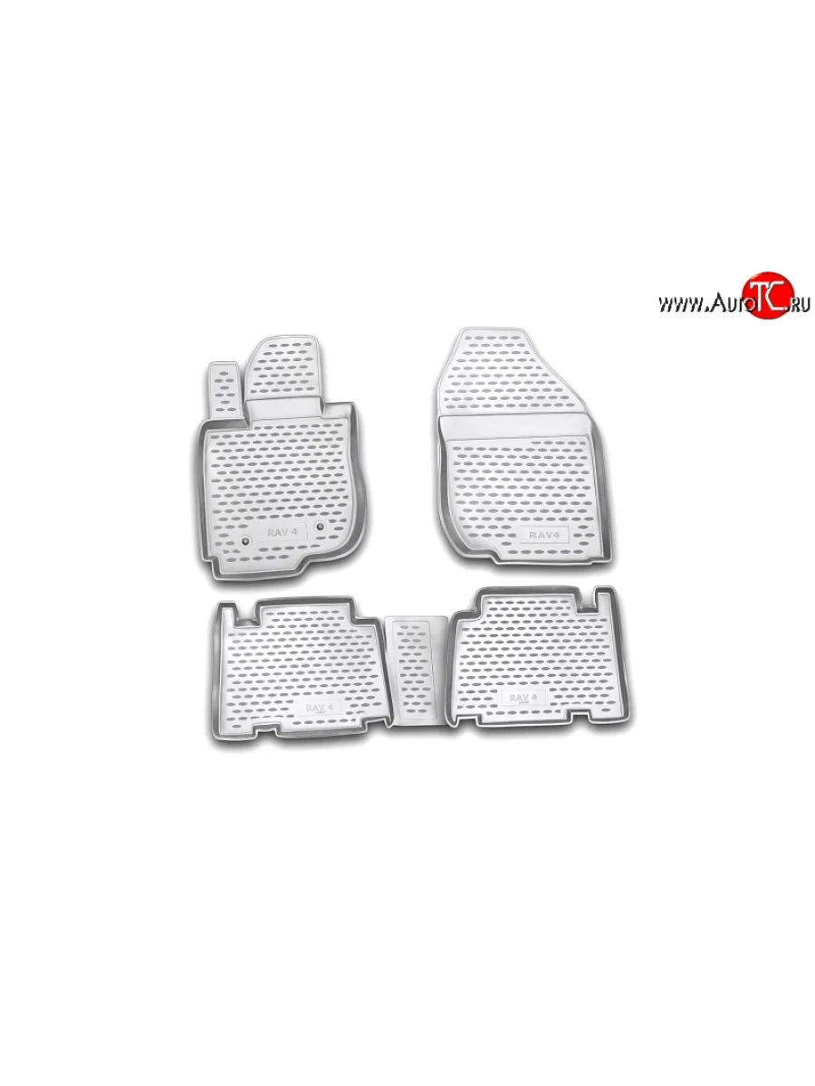 Комплект ковриков в салон (длинная база) Element 4 шт. (полиуретан, серые) Toyota RAV4 XA305 5 дв. дорестайлинг (2005-2009)  в Керчи Республика Крым