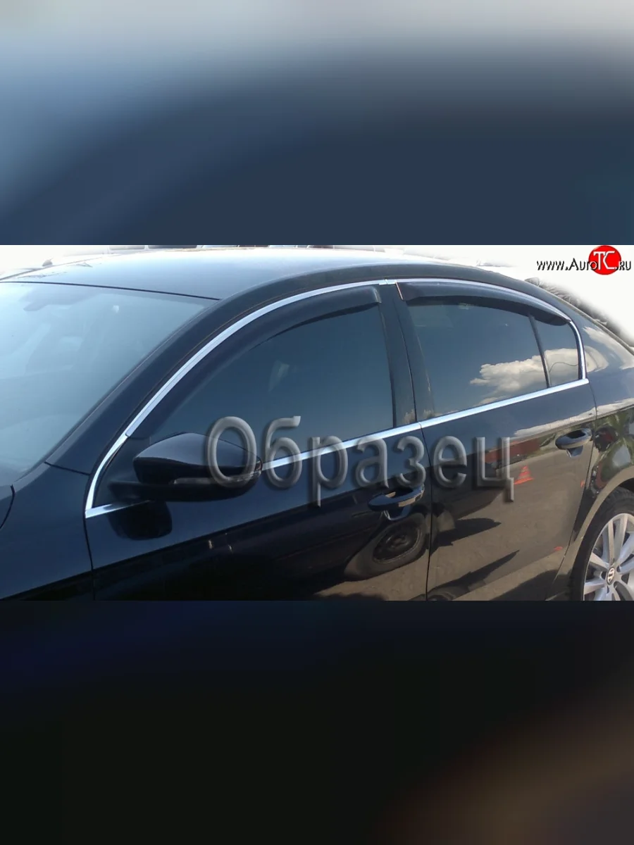 Дефлекторы окон (ветровики) Novline (хром) 4 шт. (седан).  Volkswagen Passat (2005-2011) B6  в Перми Пермском крае