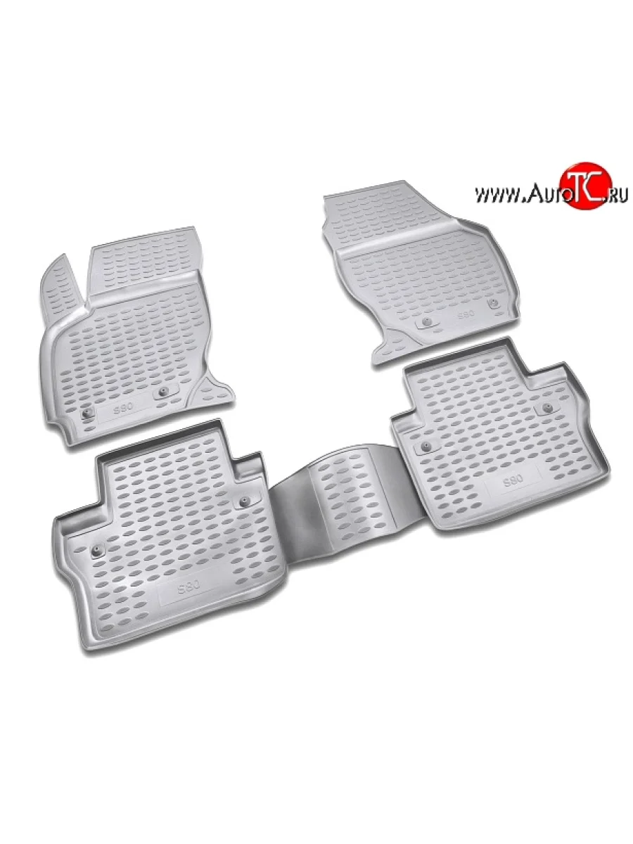 Комплект ковриков в салон Element 4 шт. (полиуретан, серые) Volvo S80 AS60 седан дорестайлинг (2006-2010)  в Самаре Самарской области