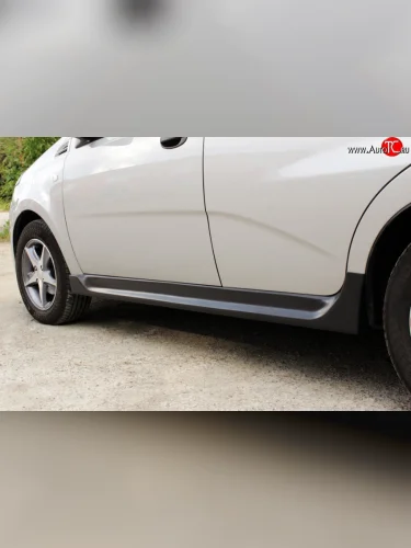 Накладки порогов RA (Поверхность глянец (под окраску)) Chevrolet Aveo  T250 (2006-2011) хэтчбек 5 дв рестайлинг