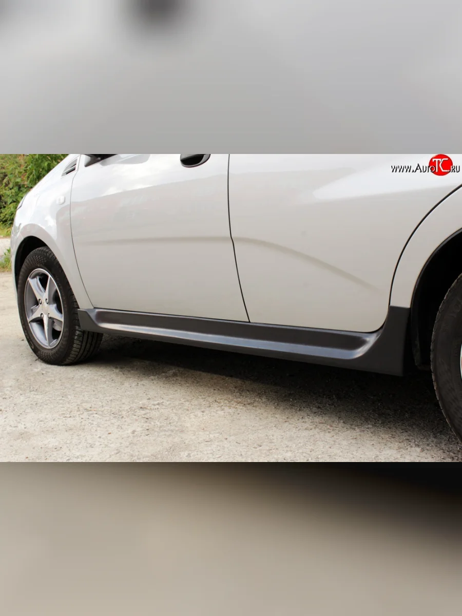 Накладки порогов RA Chevrolet Aveo T250 хэтчбек 5 дв рестайлинг (2006-2011) (Поверхность глянец (под окраску), Неокрашенные)  в Перми Пермском крае