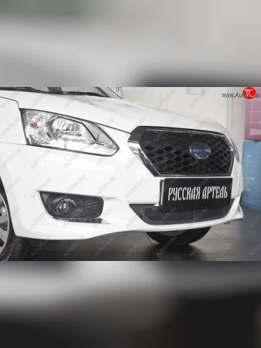 Защитная сетка решетки переднего бампера РА Datsun on-DO седан дорестайлинг (2014-2019)