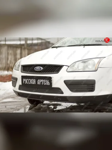 Зимняя заглушка решетки переднего бампера РА Ford Focus 2 хэтчбэк 5 дв. дорестайлинг (2004-2008)