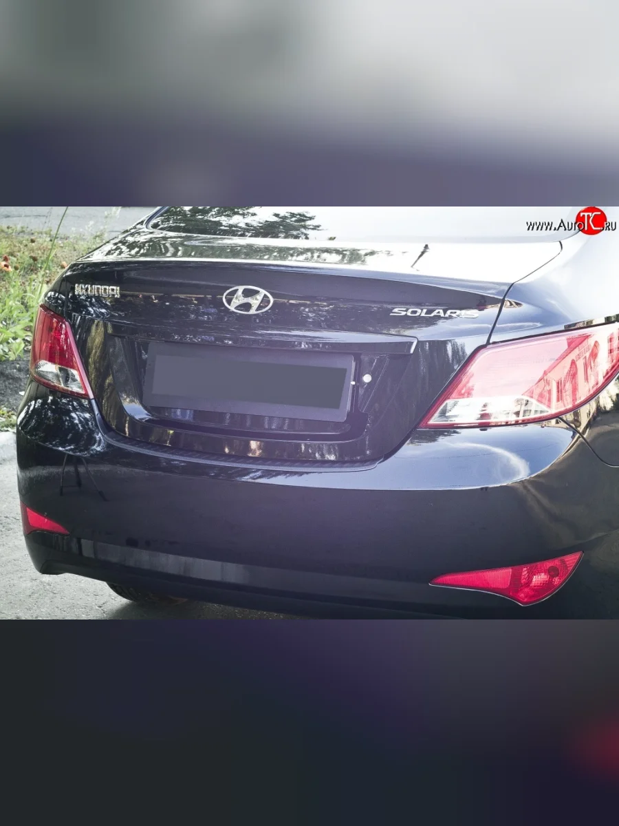 Накладка на верхнюю часть заднего бампера RA Hyundai Solaris RBr седан рестайлинг (2014-2017)  в Перми Пермском крае