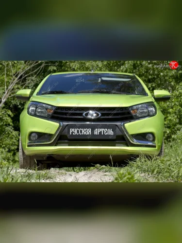 Зимняя заглушка решетки переднего бампера РА Лада ВАЗ Веста ( 2180,  SW 2181) (2015-2023) седан дорестайлинг, универсал дорестайлинг