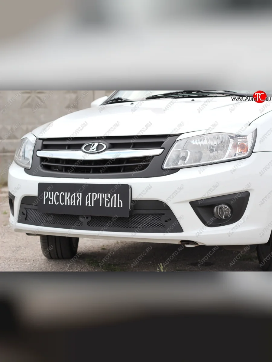 Защитная сетка решетки переднего бампера РА Лада ВАЗ Гранта 2190 седан  дорестайлинг (2011-2017)  в Самаре Самарской области