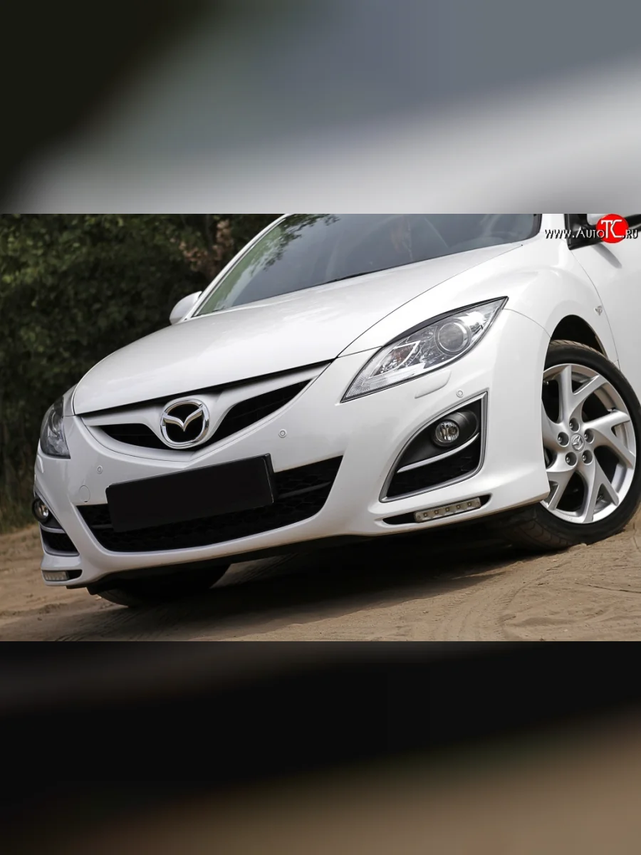 Реснички на фары (рестайлинг) RA Mazda 6 GH дорестайлинг лифтбэк (2007-2010) (Неокрашенные)  с доставкой в г. Пермь