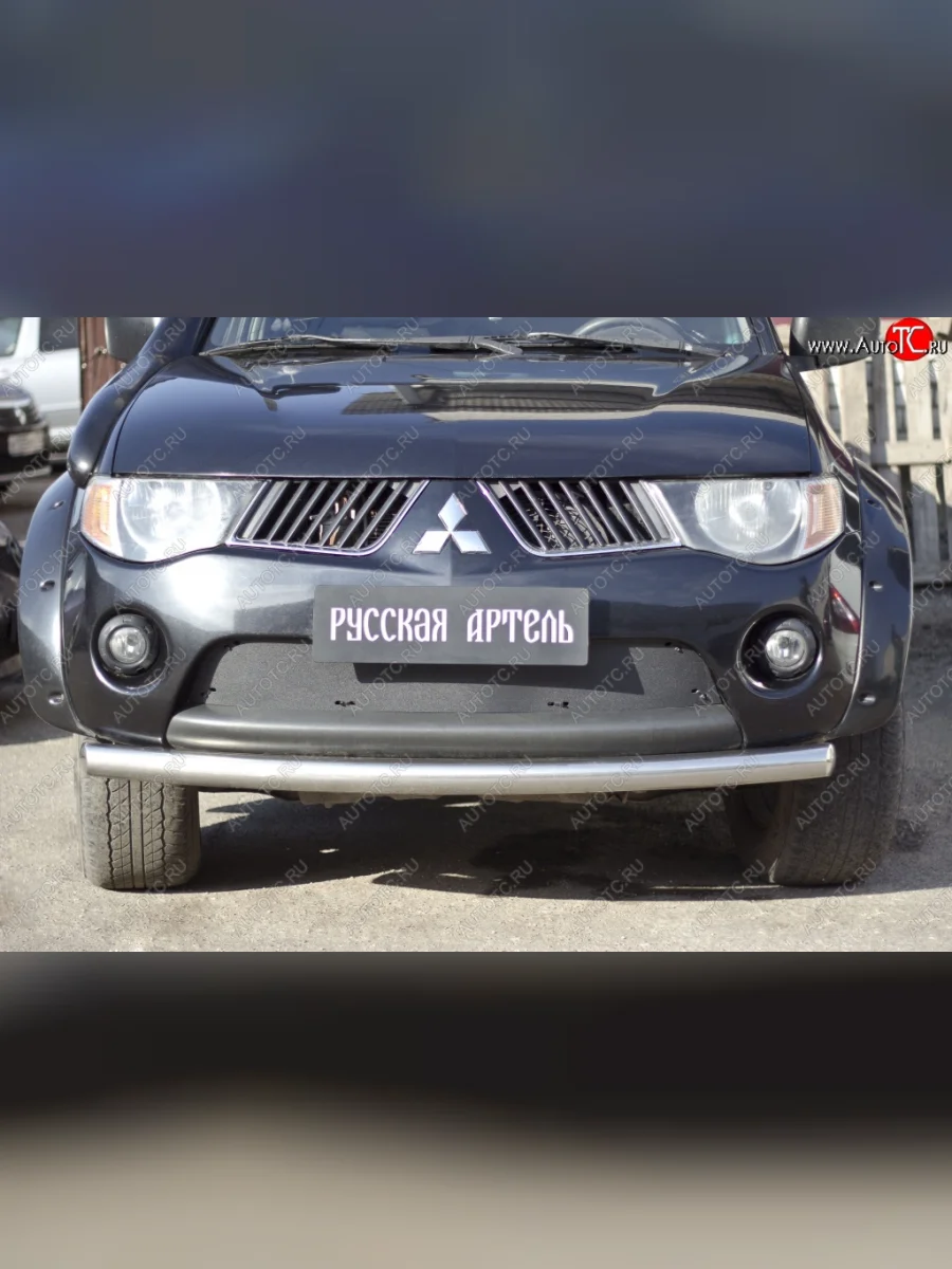 Зимняя заглушка решетки переднего бампера РА Mitsubishi L200 4  дорестайлинг (2006-2014)  в Керчи Республика Крым