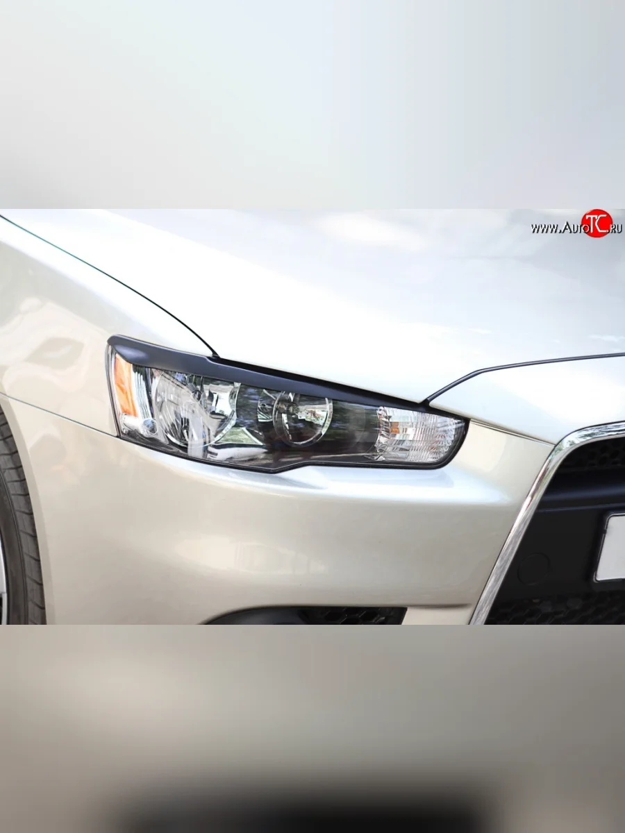 Реснички на фары RA Mitsubishi Lancer 10 CY седан рестайлинг (2011-2017) (Неокрашенные)  с доставкой в г. Керчь