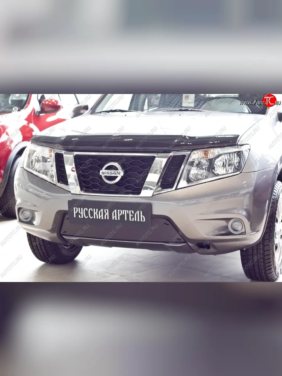 Зимняя заглушка решетки переднего бампера РА  Nissan Terrano (2013-2022) D10  в Воронеже Воронежской области