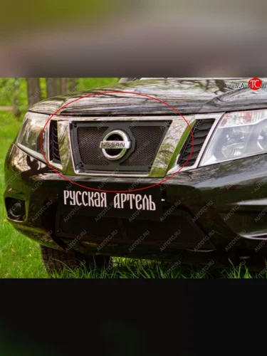 Защитная сетка решетки радиатора РА Nissan Terrano  D10 (2013-2022) дорестайлинг, рестайлинг