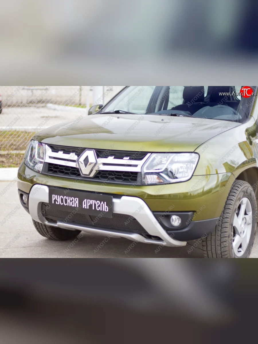 Защитная сетка решетки переднего бампера РА Renault Duster HS рестайлинг (2015-2021)  в Самаре Самарской области