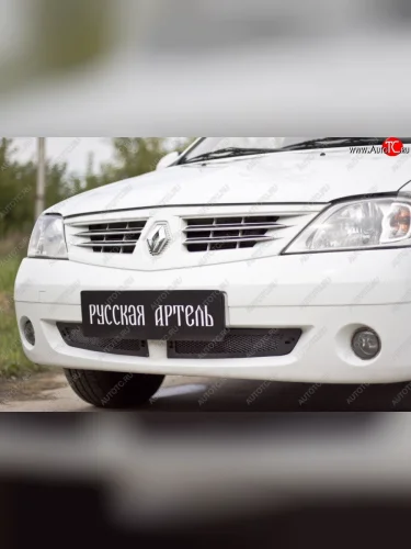 Защитная сетка решетки переднего бампера РА Renault Logan  1 (2004-2010) дорестайлинг