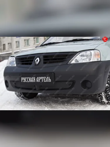 Зимняя заглушка решетки переднего бампера РА Renault Logan  1 (2004-2010) дорестайлинг
