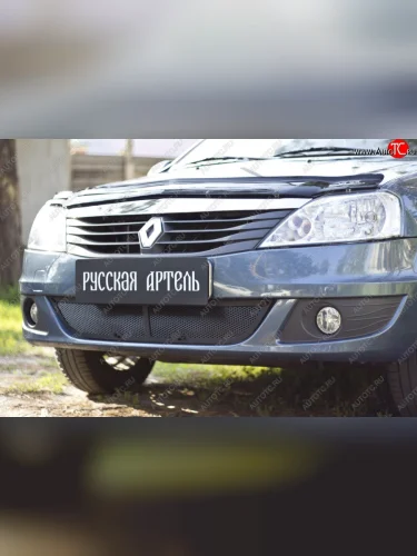 Защитная сетка решетки переднего бампера РА Renault Logan  1 (2010-2016) рестайлинг