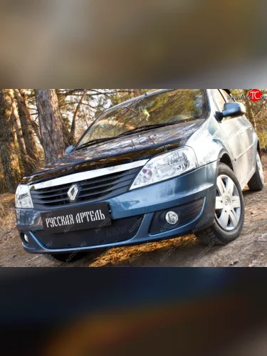 Защитная сетка решетки переднего бампера РА Renault Logan  1 (2010-2016) рестайлинг