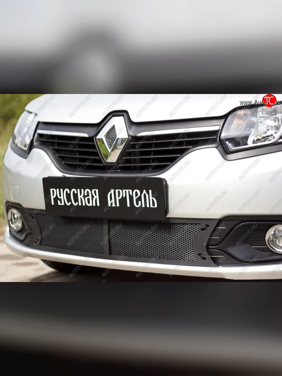 Защитная сетка в нижнюю часть бампера RA  Renault Logan (2014-2018) 2  в Воронеже Воронежской области
