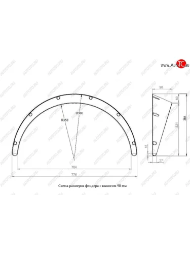 Универсальные накладки на колёсные арки RA (90 мм, комплект) (Поверхность глянец (под окраску)) 