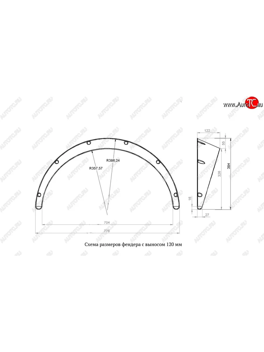 Универсальные накладки на колёсные арки RA (вылет 120 мм, комплект 4 шт.)   (Поверхность глянец (под окраску))  в Перми Пермском крае