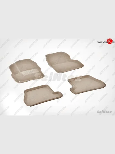 Коврики в салон (АКПП) SeiNtex Premium 3D 4 шт. (ворсовые, бежевые) Ford Focus 3 универсал дорестайлинг (2010-2015)