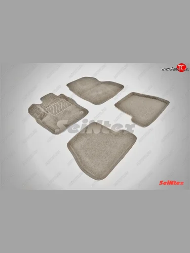 Коврики в салон (МКПП) SeiNtex Premium 3D 4 шт. (ворсовые, бежевые) Ford Focus 3 универсал дорестайлинг (2010-2015)