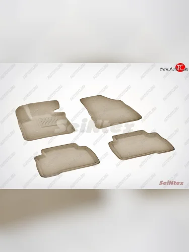 Износостойкие коврики в салон SeiNtex Premium 3D 4 шт. (ворсовые, бежевые) KIA Sorento XM рестайлинг (2012-2015)