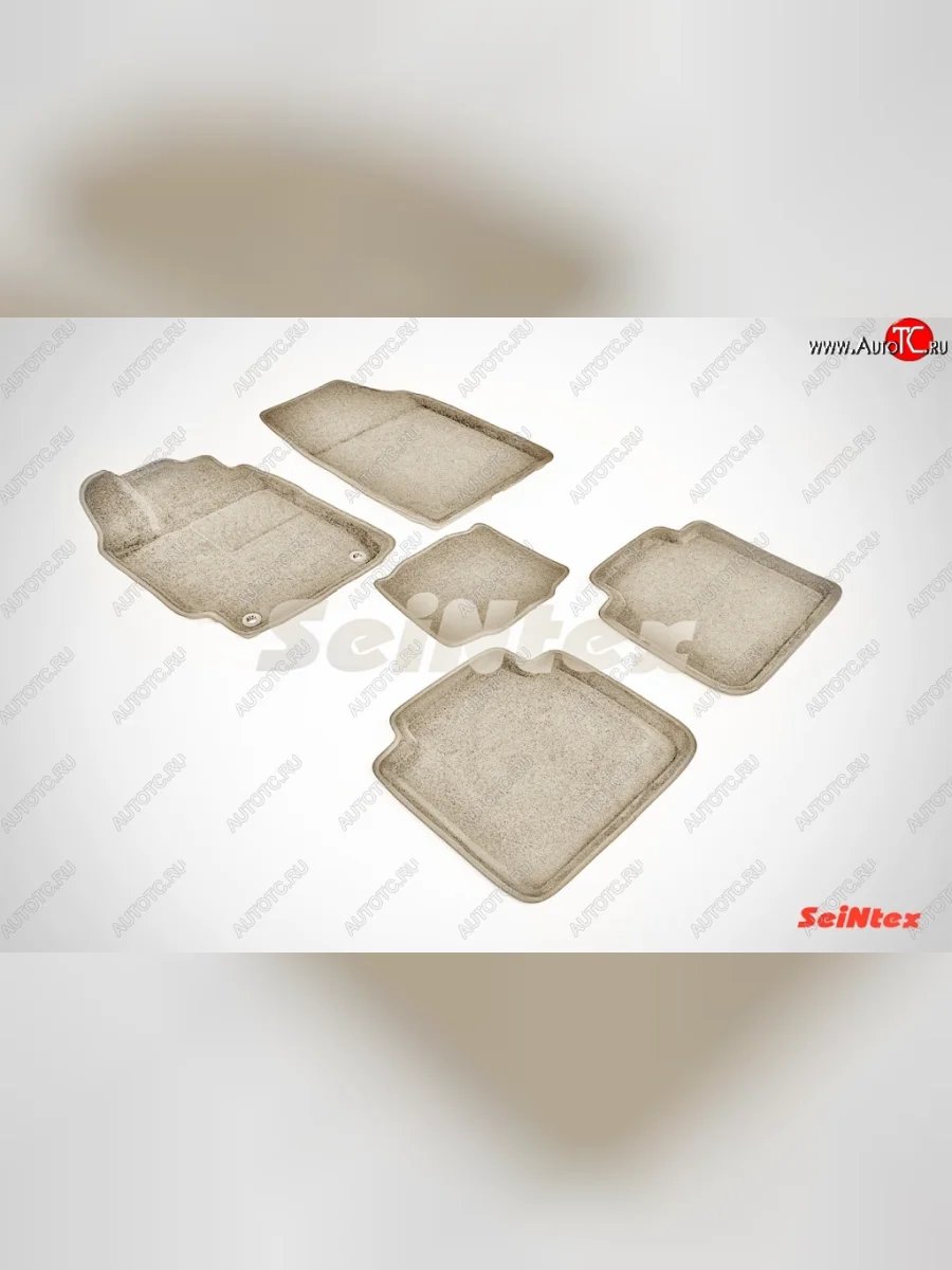 Износостойкие коврики в салон SeiNtex Premium 3D 4 шт. (ворсовые, бежевые) Toyota Camry XV50 дорестайлинг (2011-2014)  в Перми Пермском крае