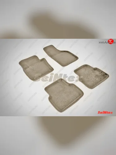 Износостойкие коврики в салон SeiNtex Premium 3D 4 шт. (ворсовые, бежевые) Volkswagen Tiguan NF рестайлинг (2011-2017)